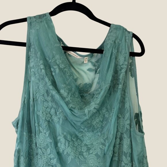 Soft Surroundings Silk Cowl Neck Floral Midi Asymmetrical Sage Dress 2X - Picture 3 of 9